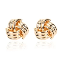 luxhoney trendy chic cute gold plated metallic geometric intertwine spiral stud earrings for women ol in party gift for mother