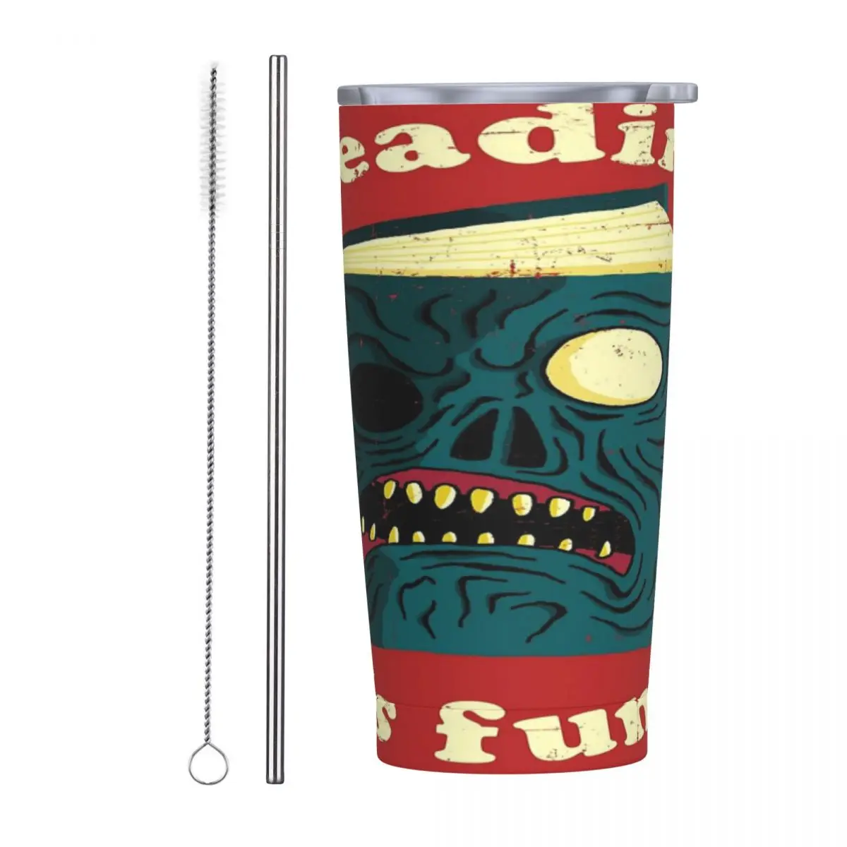 

Reading Is Fun Stainless Steel Mug Good Seal easy to use With straw brush Thermal insulation