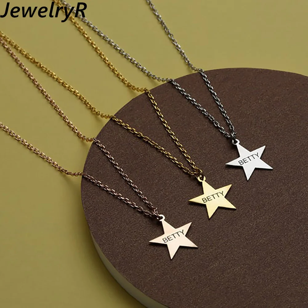 

JewelryR Personality Custom Star Name Necklace Stainless Steel Nameplate Pendant Jewelry For Women Birthday Anniversary Gift
