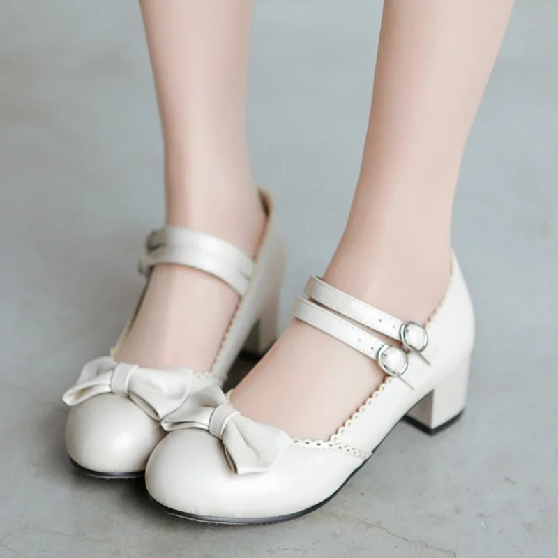 

Туфли-лодочки женские с бантом, на высоком квадратном каблуке, размеры 30-50