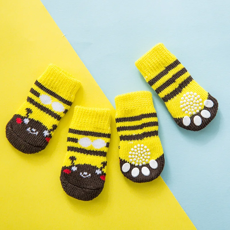 

Pet socks winter warm pet knitted shoes thick soft bottom cotton shoes non-slip bottom leggings small dogs and cats accessories