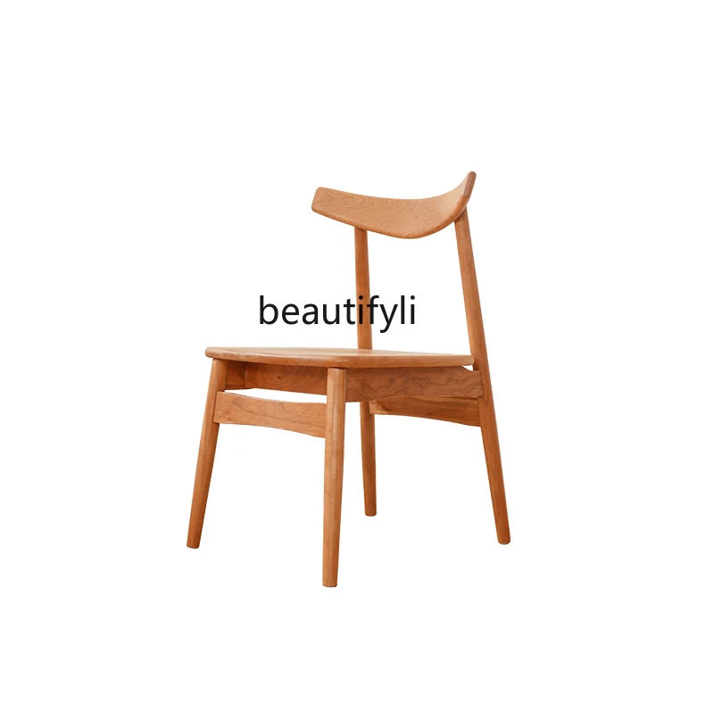 

CXH Ox Horn Chair Nordic Minimalist Style Solid Wood Surface Chair Vintage Bull Chair Restaurant Seat