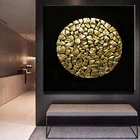 Роскошная абстрактная простая круглая черная Золотая Картина на холсте настенные художественные картины плакаты для гостиной домашний декор
