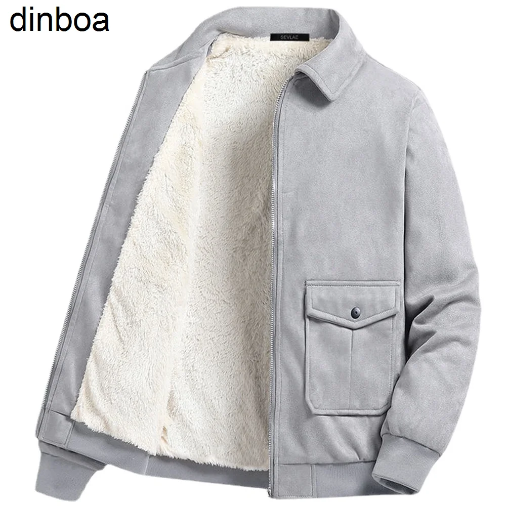 

Корейская модная замшевая куртка, Мужская осенне-зимняя теплая Повседневная куртка с флисовой подкладкой, уличная модная одежда, Женское пальто