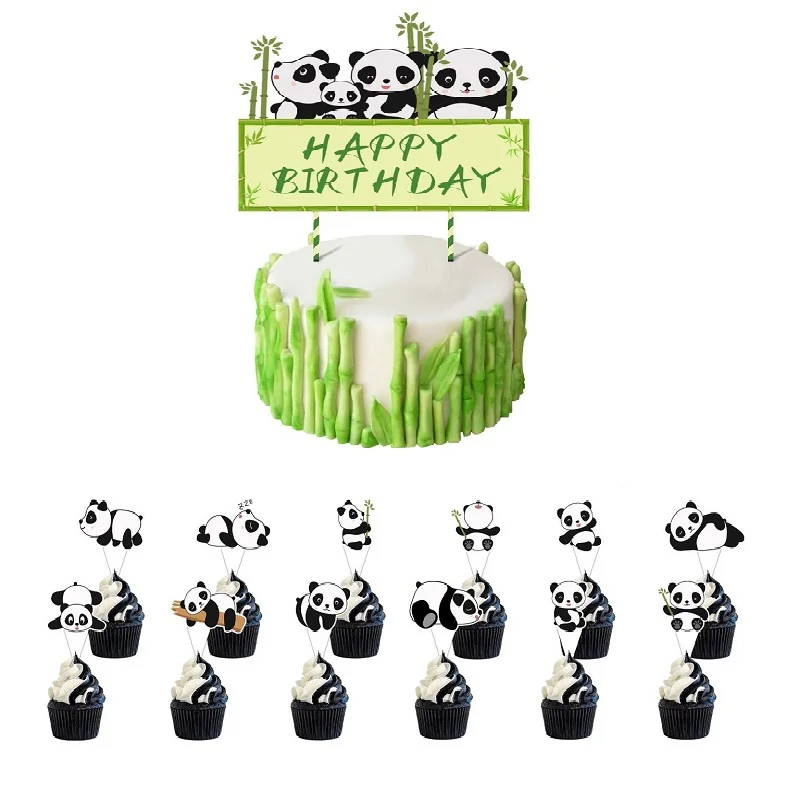 

Panda Theme Party Cake Decoration, Cute Panda Cake Inserts, Panda Happy Birthday Cake Toppers