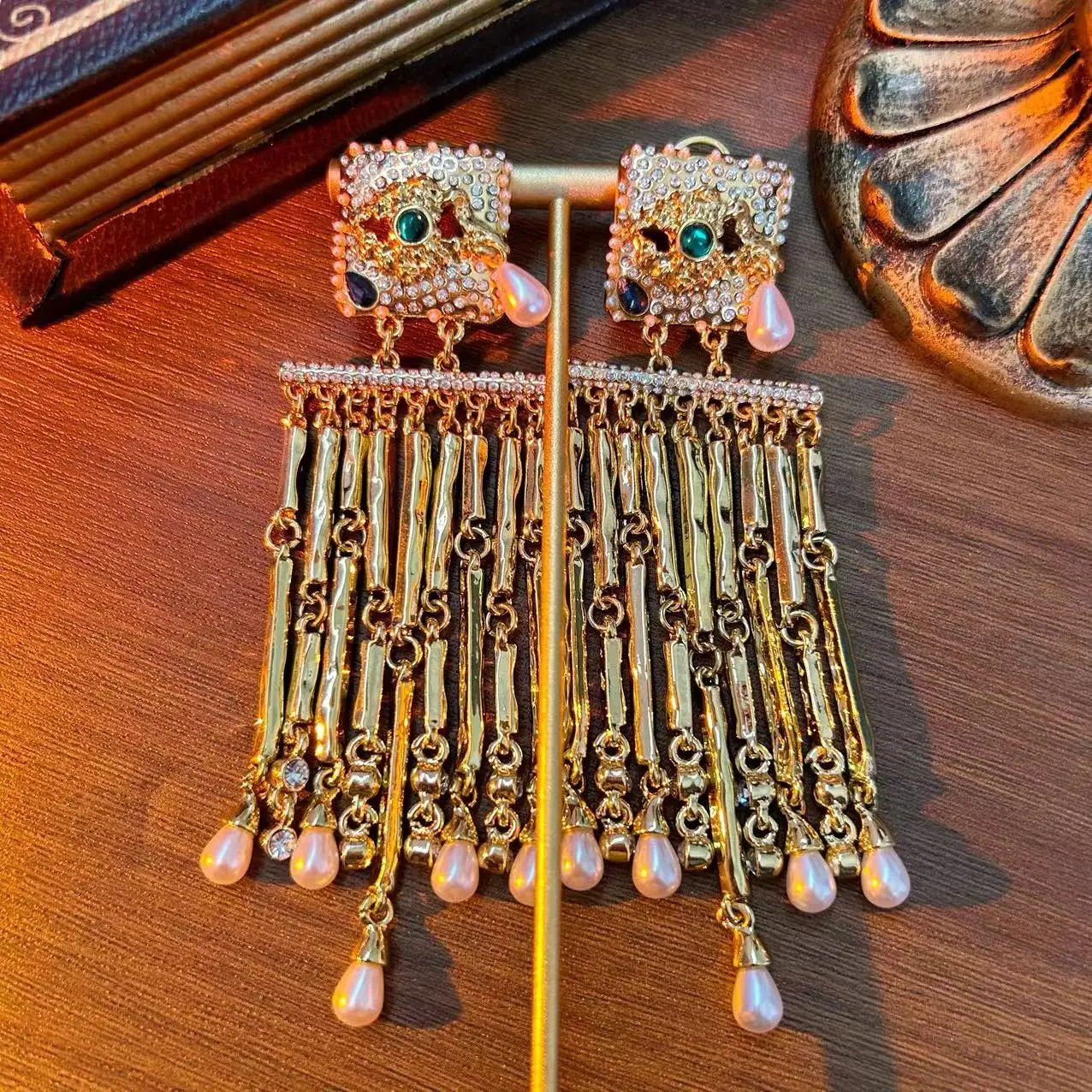 Европейские и американские ретро Роскошные Цветные жемчужные серьги с