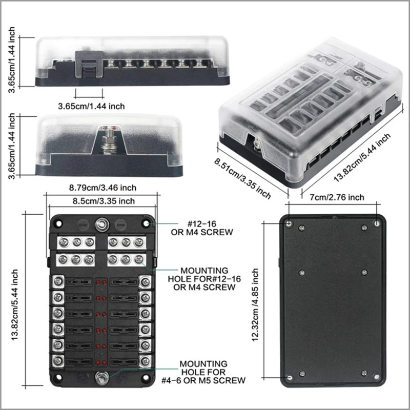 Блок предохранителей 12 В комплект 12-контурных блоков со светодиодным