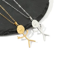 new funny doodle necklace graffiti character fun stainless steel jewelry boutique gift box packaging goth chains for men pendant