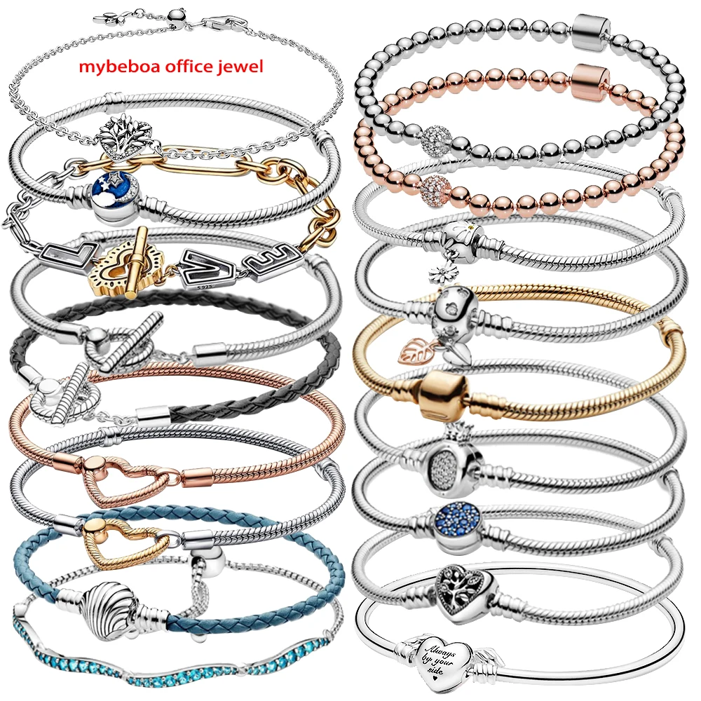 Шармы Mybeboa из стерлингового серебра 925 пробы браслет с сердцем буквой манжетами