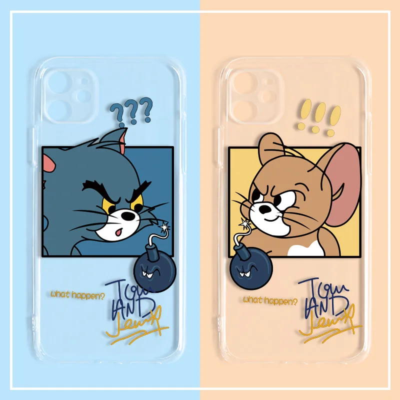 

Cat and Mouse Phone Case for IPhone 11 12 13 Pro MAX 6 6S 7 8 Plus XS 12 13 Mini X XR SE 2022 Couple Silicone Protect The Lens