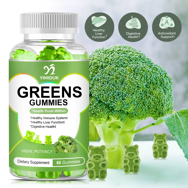 

Greens Gummies Vitamins Multivitamin with Probiotics, Prebiotics, Gut Health Improve Immunity Antioxidants Vitamin C,D2,B12,B6