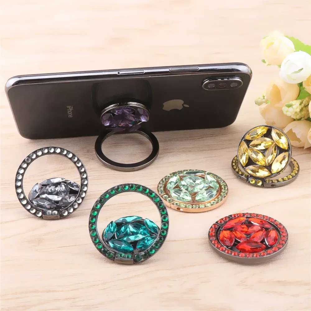 

Universal Luxury Bling Diamond Phone Holder Foldable Portable Lazy Bracket Smartphone Finger Ring Stand Cartoon For iPhone11 XS