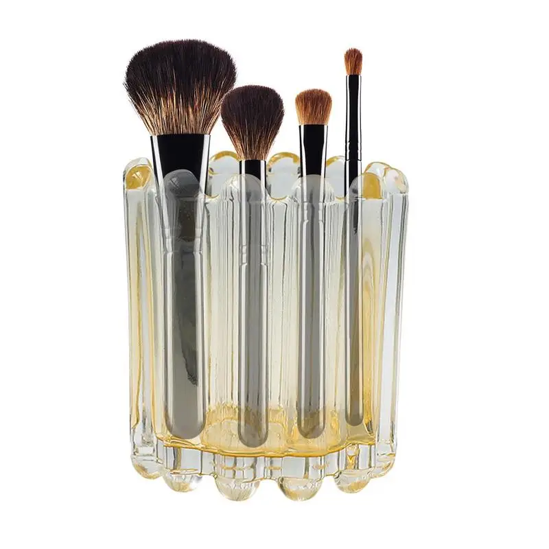 Bucket Transparent Crystal Multi Purpose Storage Holder Cosmetic Glass Container Tabletop Decor