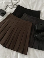 wool skirt female autumn and winter 2022 new design sense niche pleated skirt all match high waist mini skirt