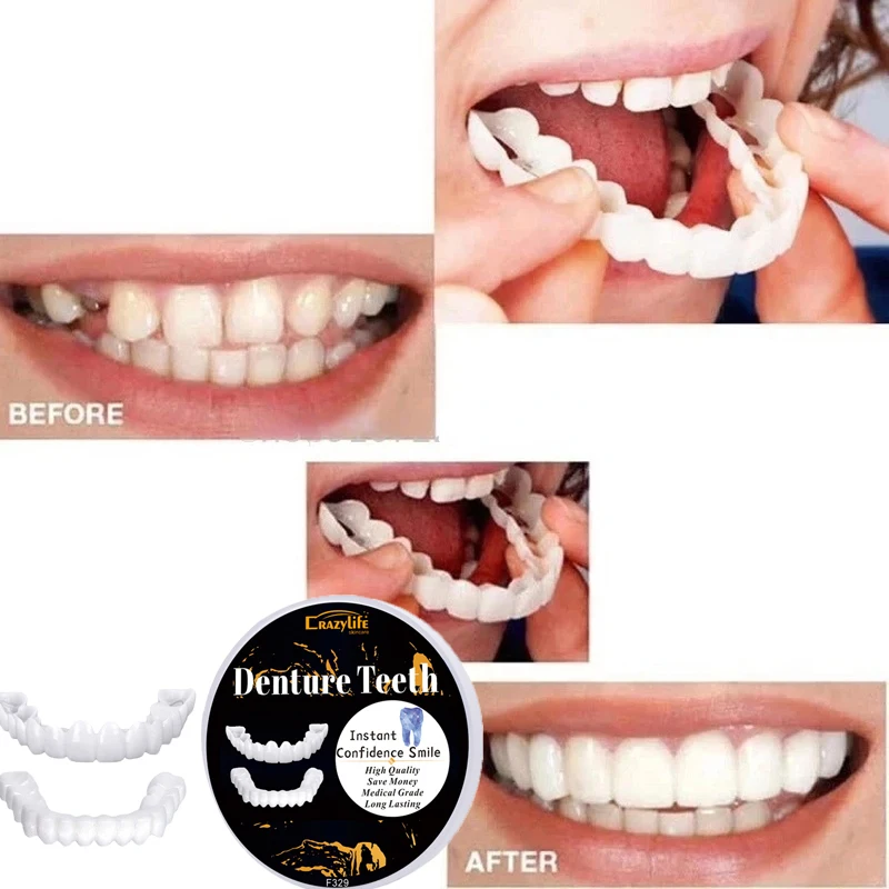 

Косметические зубные протезы, верхние/нижние, силиконовые зубные протезы для улыбки, имитация зубных протезов, инструменты для ухода за полостью рта, косметика для зубов