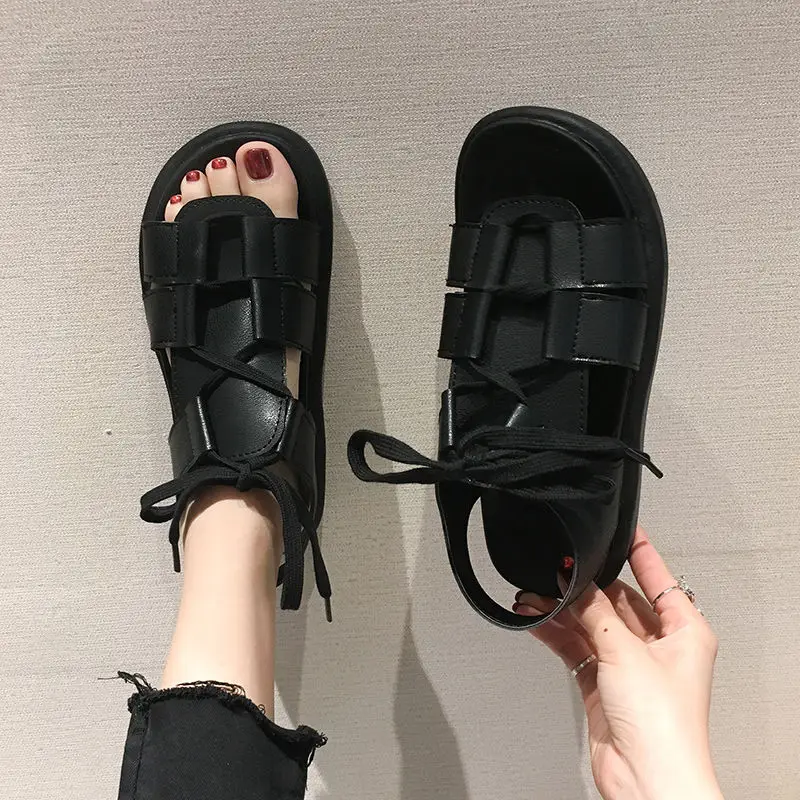 

New 2021 Summer Fashion Rome Women's Comfortable Sandals Shoes Woman Peep-toe Sandals Slip-on Flat Casual Shoes Female Sandalias