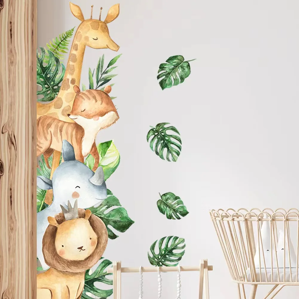 Милые наклейки на стену с изображением леса и животных для детской комнаты