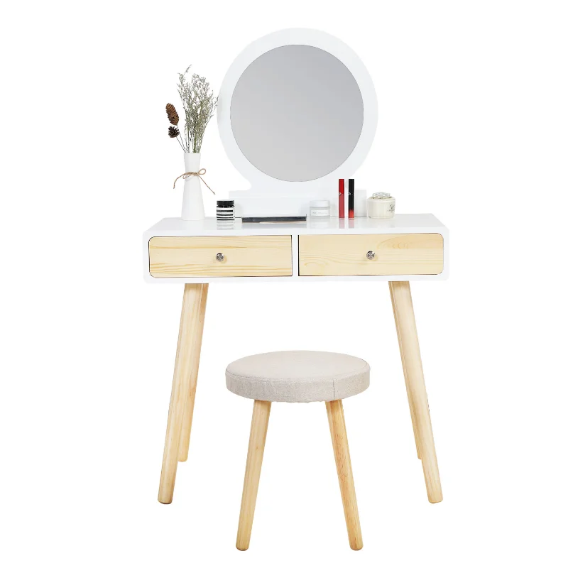 

[Flash Deal] Multifunctional Dresser Set Large Capacity Dresser with Mirror Drawer Stool Bedroom Dresser Desk Durable [US Stock]