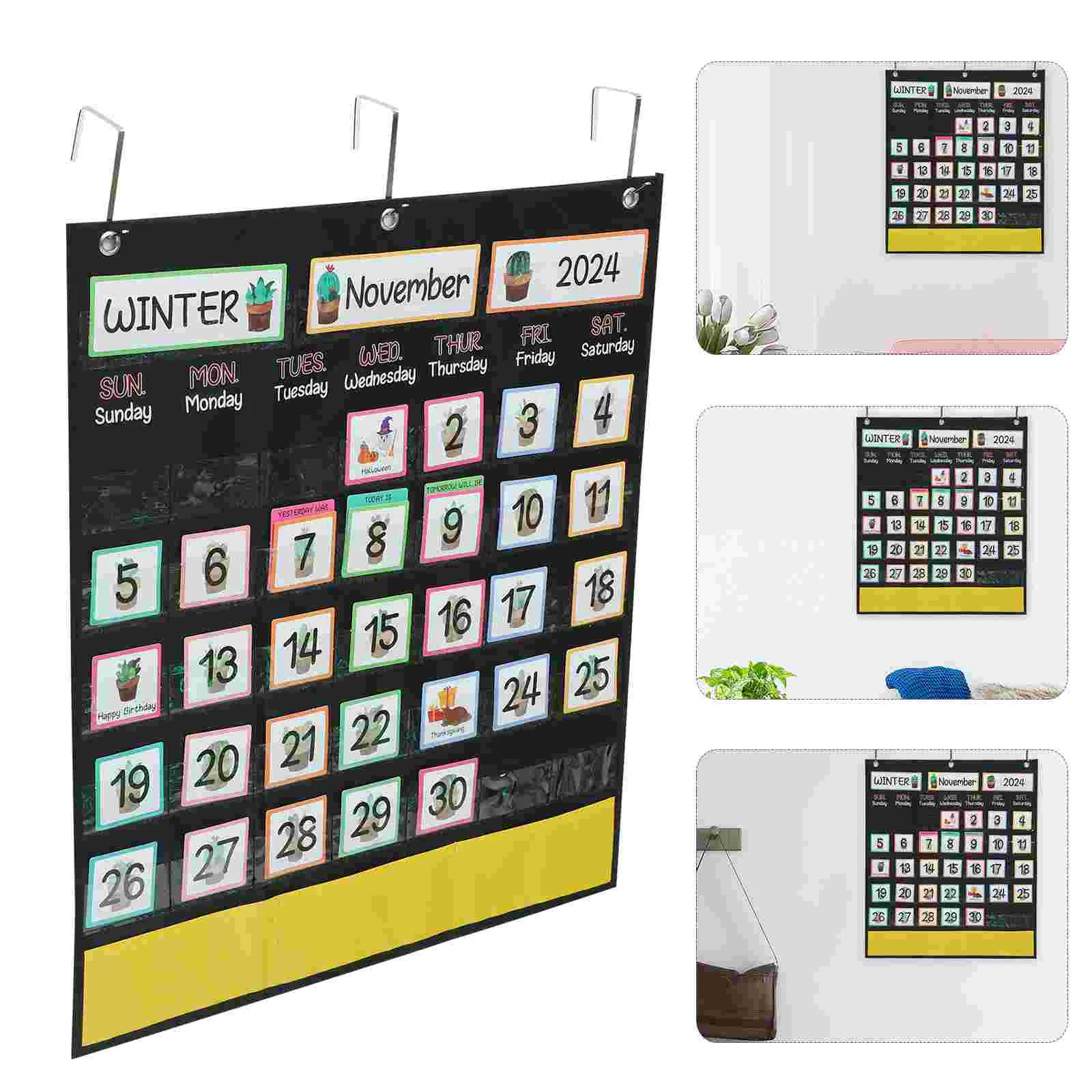 

Cactus Decor Kids Learning Home Magnetic Wall Weekly Hanging Teaching Bag