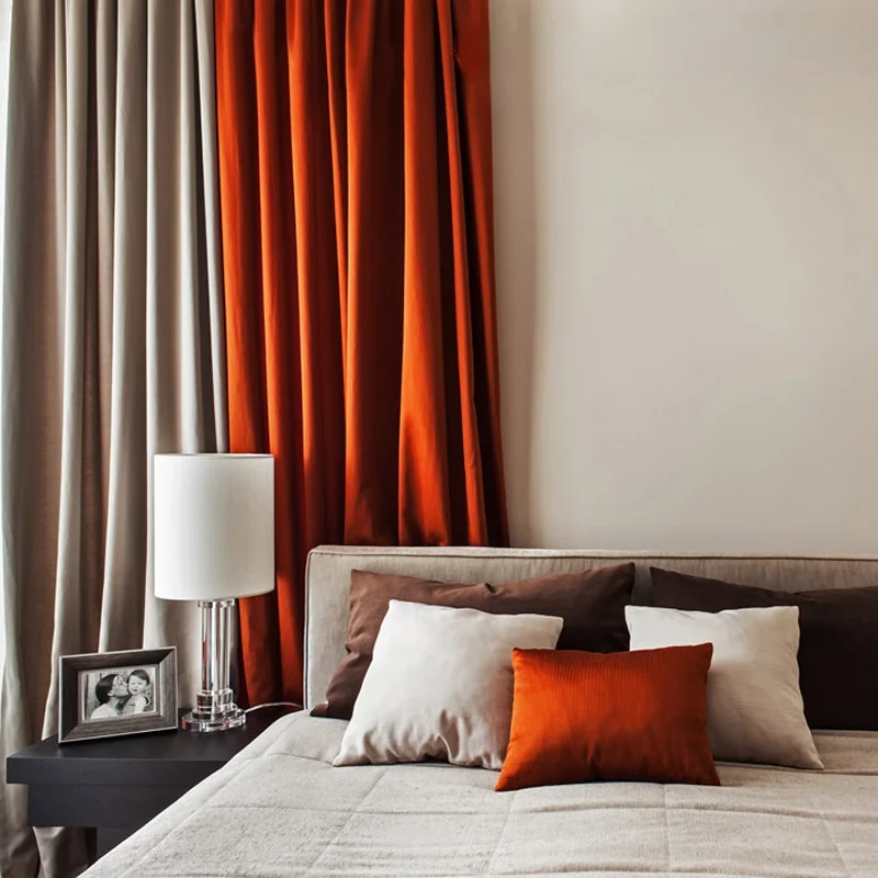 

Curtian For Living Room Bedromm Australian Wool Fleece 2023 New Modern Light Luxury Orange Shading Gray Orange Included