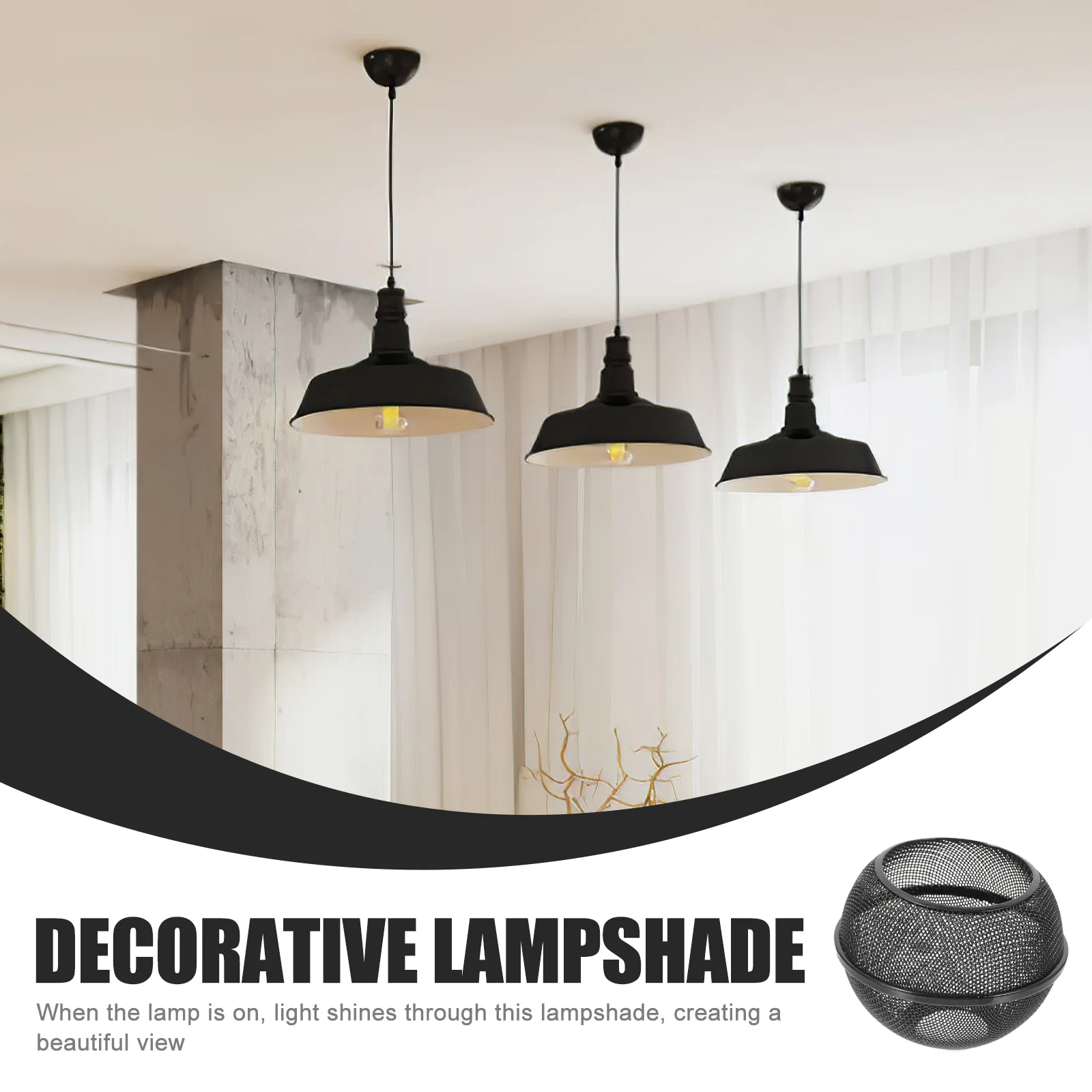 Черная Железная лампа ажурная Металлическая абажур Шариковая крышка лампы