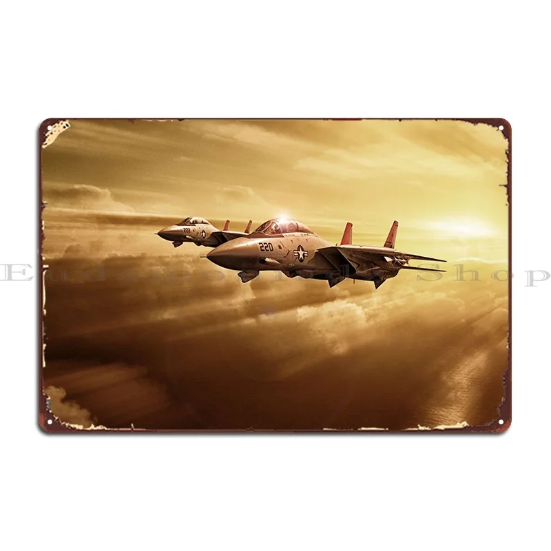 

F14 Tomcats And The Setting Sun Metal Sign Decoration Party Wall Decor Designing Cinema Tin Sign Poster