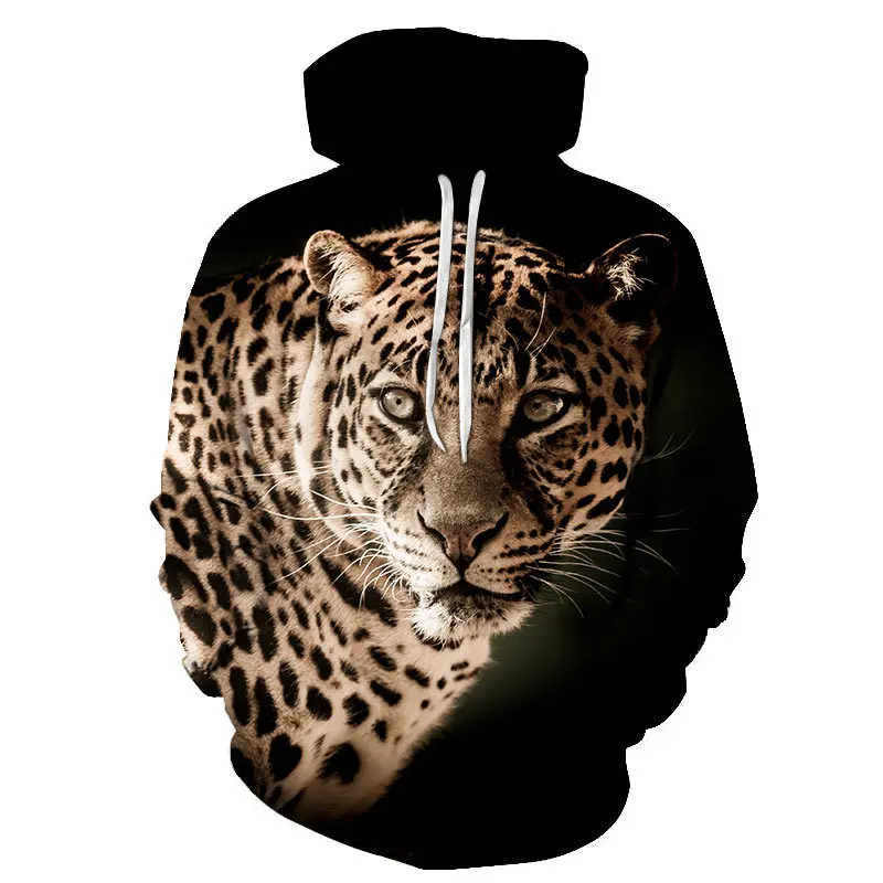 

Худи с леопардовым принтом, длинным рукавом и 3D-принтом