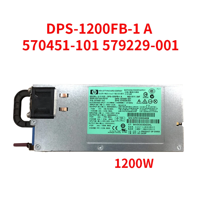 

Оригинальный блок питания 1200 Вт для HP DL580G7 DL980G7 570451-101 579229-001 PSU, графическая карта для майнинга