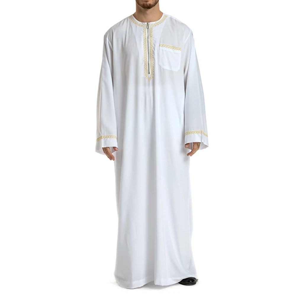 Middle Eastern Ethnic Costumes Muslim Robe Male Aristocrat Luxury Arabian Islamic Prayer Dress Long-sleeved Top Worship Service