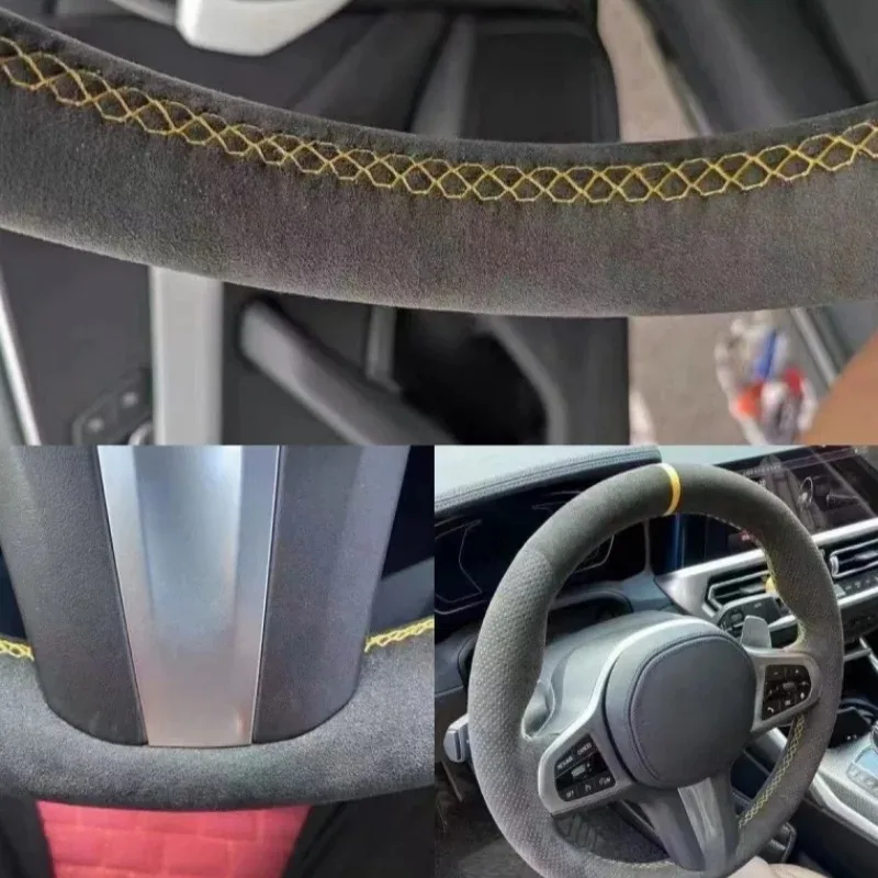 Фото Чехол на руль из замши ручной работы для Ford Focus RS ST ST-Line 2015-2018, Kuga, Ecosport ST-Line, аксессуары для автомобиля №4