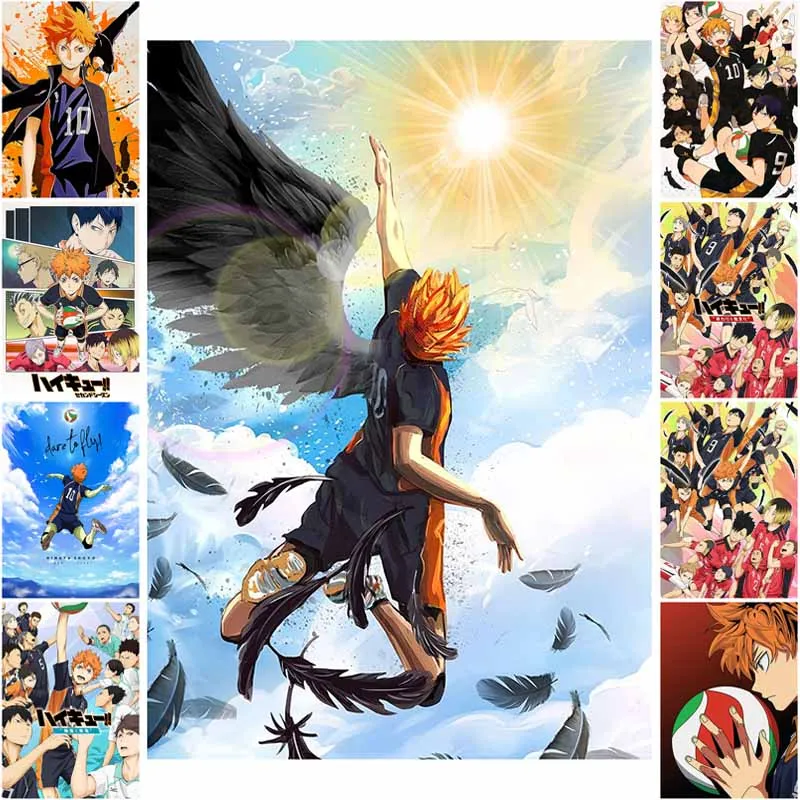 

Boho Home Decor Aesthetic Anime Haikyuu Volleyball Boy Posters and Prints Room Decoration White Paper Painting Wall Art Picture