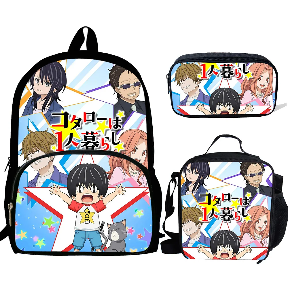 

3pcs Mochila kotaro lives alone Anime Print Backpack for Boys Girls School Bags Kids Pattern BookBag Kids School Bag Pack