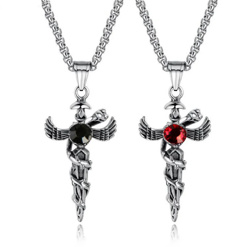 Винтажное ожерелье с подвеской «крыло орла», модная цепь из титанового сплава в стиле ретро, со змеей, для свитеров