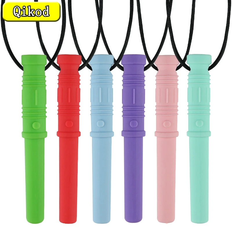 

Kids Silicone Teether Kids Chew Bites Necklace Sensory Chewy Pendant Toys Therapy Tools for Autism Autistic ADHD Special Needs