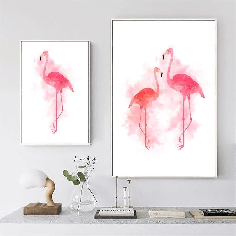 

Splash Pink Flamingo Watercolor Wall Art Canvas Painting Poster For Home Decor Posters And Prints Unframed Decorative Pictures