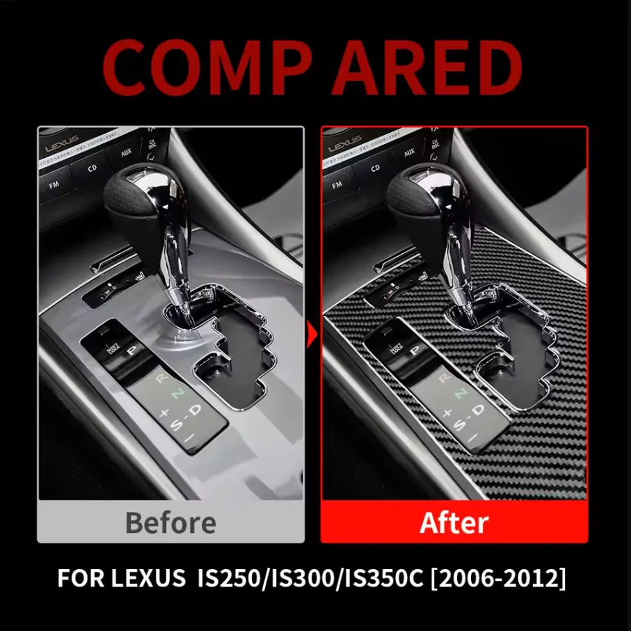 Фото Для Lexus IS250 300 350C 2006-2012: Аксессуары для автомобиля, наклейки из углеродного волокна для декоративной отделки панели центральной консоли и подлокотника. №3