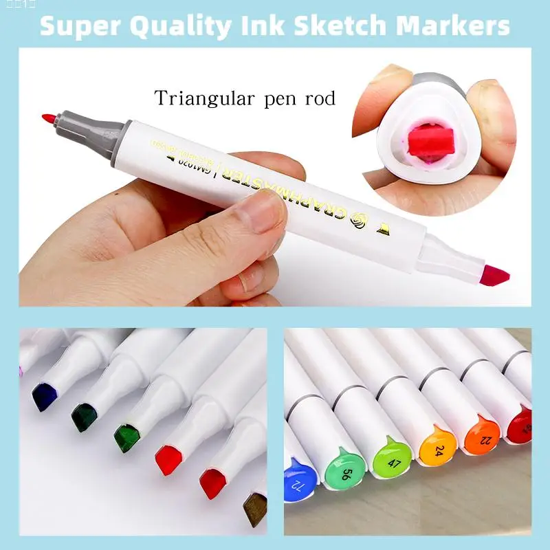 Tanie 36/48/60/80Colors Dual Tip Art Markers Pen Set Sketching Alcohol Based Oily Pen For Artist Drawing Manga School Art Supplies