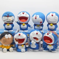 24 style 7 10cm kawaii pvc doraemon action figure model toys collection dolls birthday gifts for children character decoration