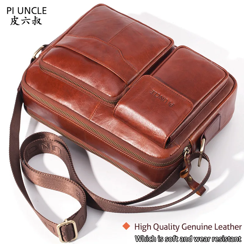 High Quality Leather Cross-body Bag for Men Vintage Cowhide Cross Style Briefcase Business Travel Bag