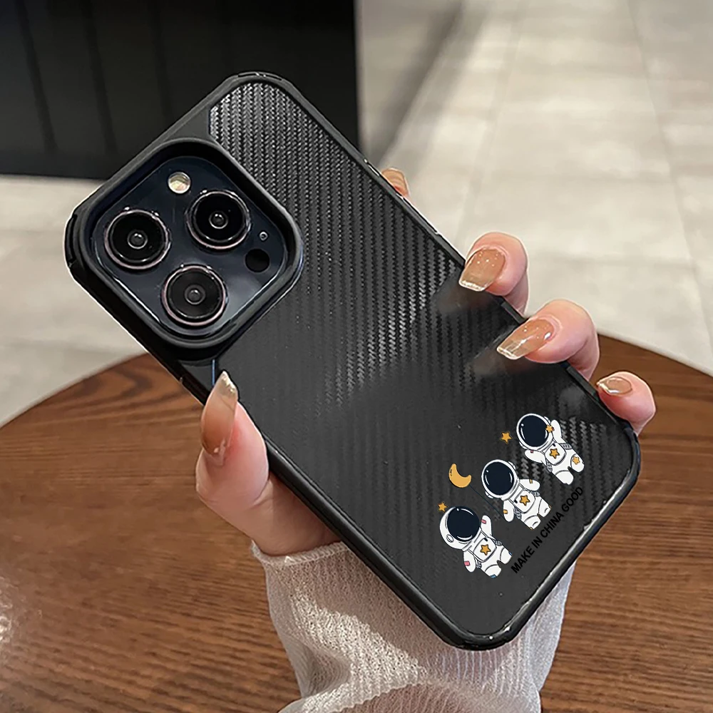 

Cartoon Cute Astronaut Case for IPhone 14 13 11ProMax 12Mini Plus Transparent Acrylic Hard Back Cover for IPhone XR XSMax 7 8 SE