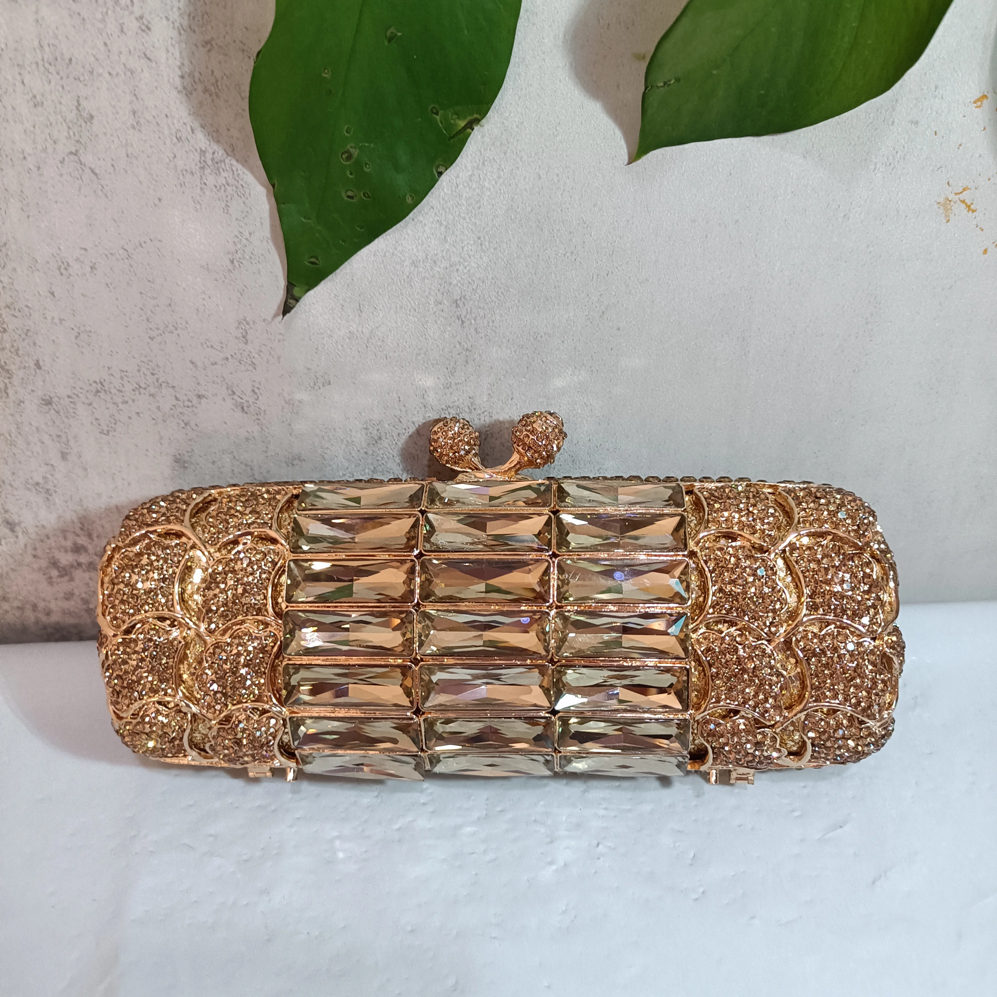 

Woman Brown Diamond High Quality Banquet Party Purse Wedding Bridal Gala Stone Handbag Crystal Dinner Prom Female Evening Bag