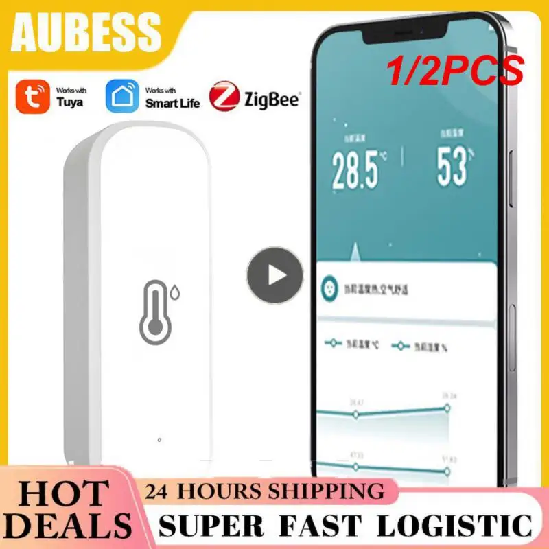 

Термометр Tuya ZigBee/Wi-Fi с датчиком температуры и влажности, домашний подключенный термометр, совместимый с Smart Life, Alexa, Google Assistant, 1/2 шт.