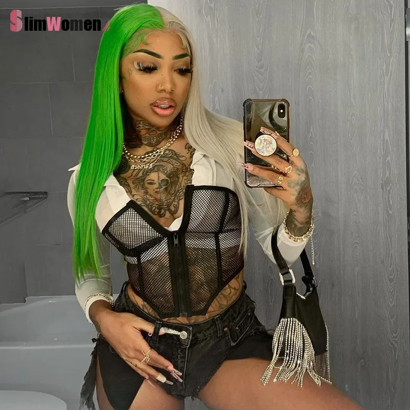 Черный прозрачный сетчатый укороченный топ бюстье сексуальный женский