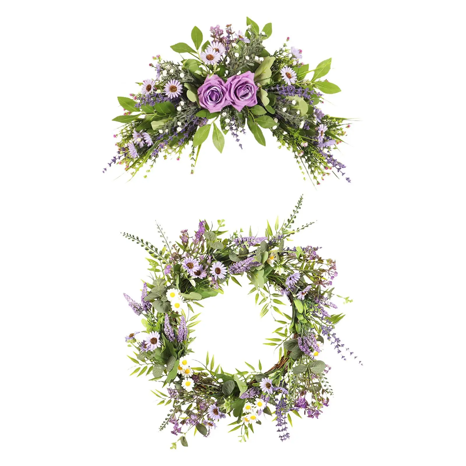 

Искусственный венок лаванды с маргариткой, весенний венок для окон, стен, Свадебный декор для входной двери