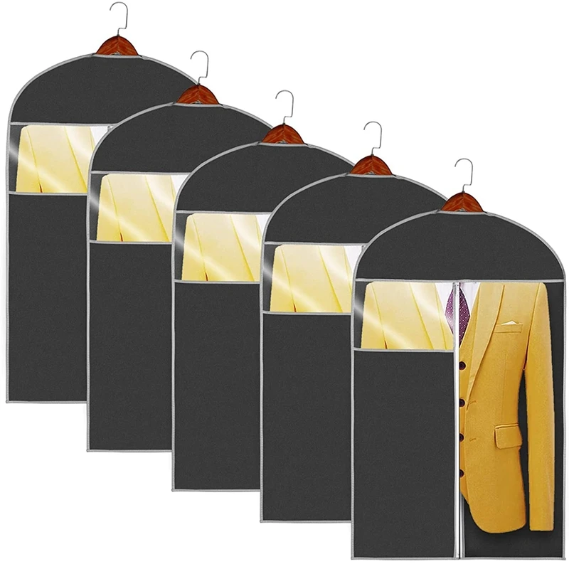

New-Suit Bags, Garment Bags for Travel and Clothing Storage Protect Dresses,Includes Zipper and Transparent Window -5 Pack