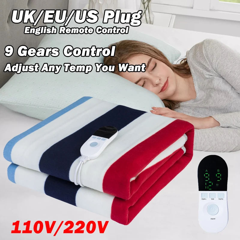 

Winter Electric Blanket 220V/110V EU UK US Plug Safety Thicker Heater Heated Blanket Mattress 9 Gears Remote Control Body Warmer