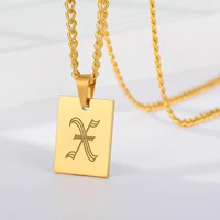 tulx a z 26 initials name pendant necklace women men rectangle letter alphabet necklace stainless steel choker party jewelry