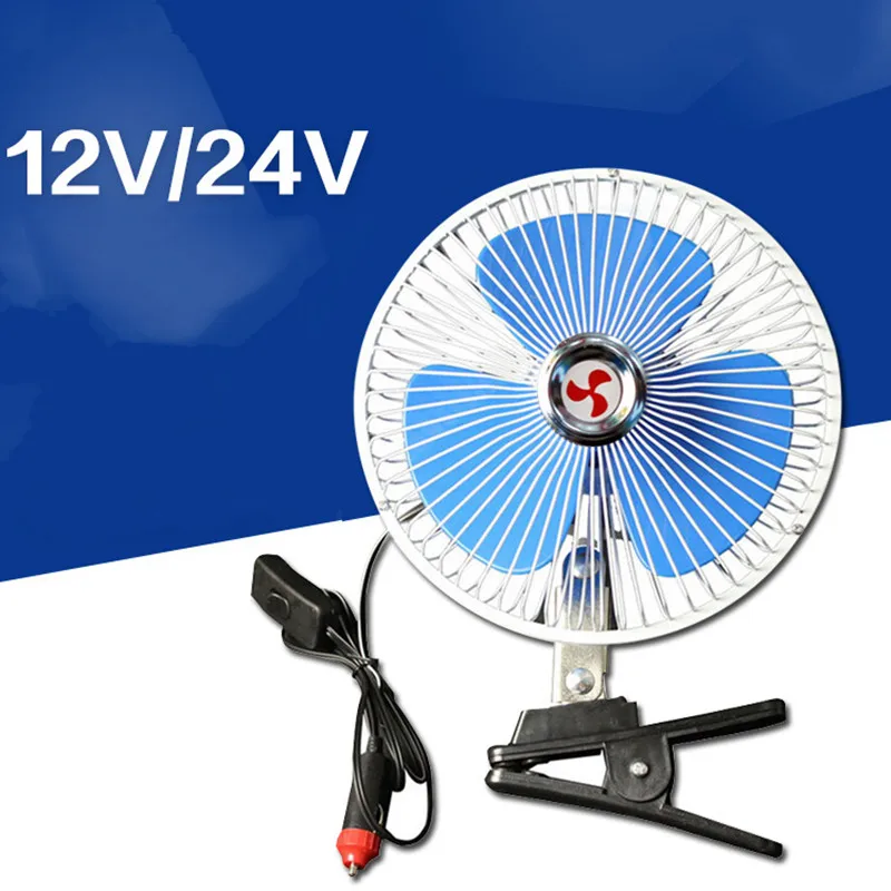 12V/24V Mini Electric Auto Car Fan Low Noise Summer Cooling Fan Truck Vehicle Strong Wind Air Cooler Conditioner