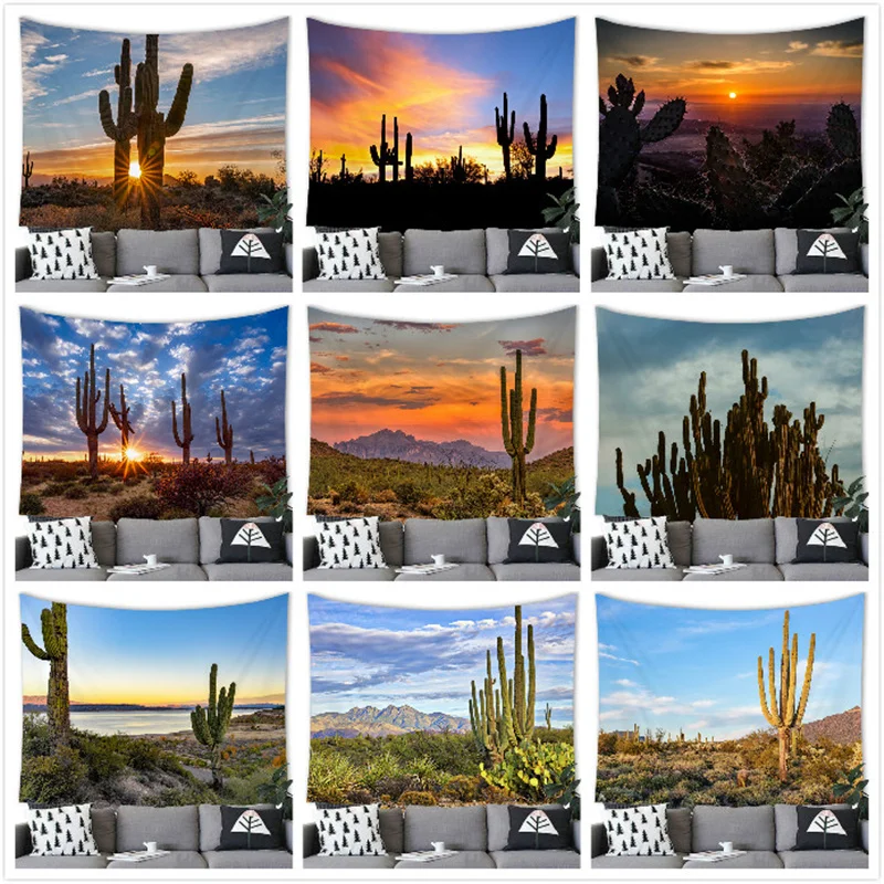 

wholesale desert landscape cactus Tapestry Wall Hanging Home Decoration Wall Art