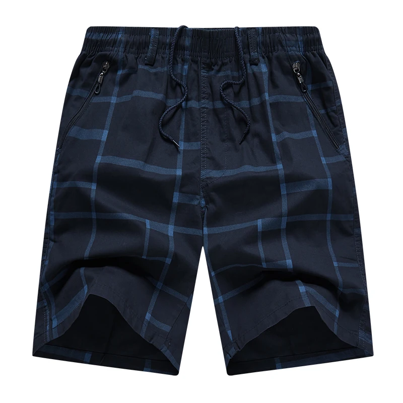 

Men's Summer Cotton Shorts Fashion Plaid Stripe Bermuda Breeches Male Elastic Stretch Fitness Athletic Shorts Loose Beach Pants